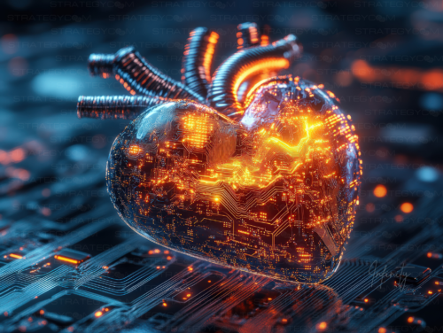 Un cœur pulsant entre futur et humanité. Fusion parfaite entre circuits électroniques et émotions humaines, "Neon Heartbeat" capte l’essence d’un amour connecté et infini.
